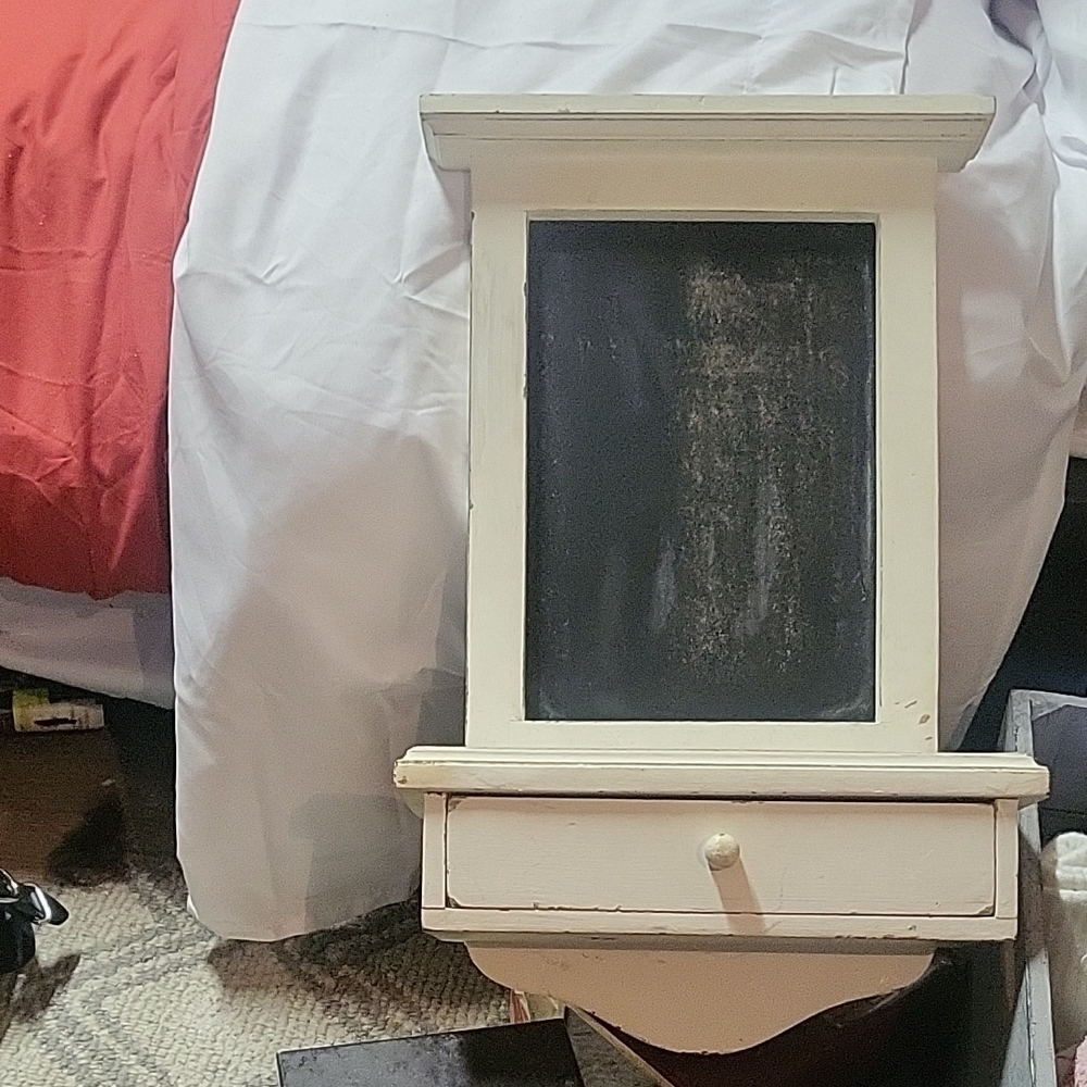 Vintage Cream Chalkboard Cabinet with Drawer